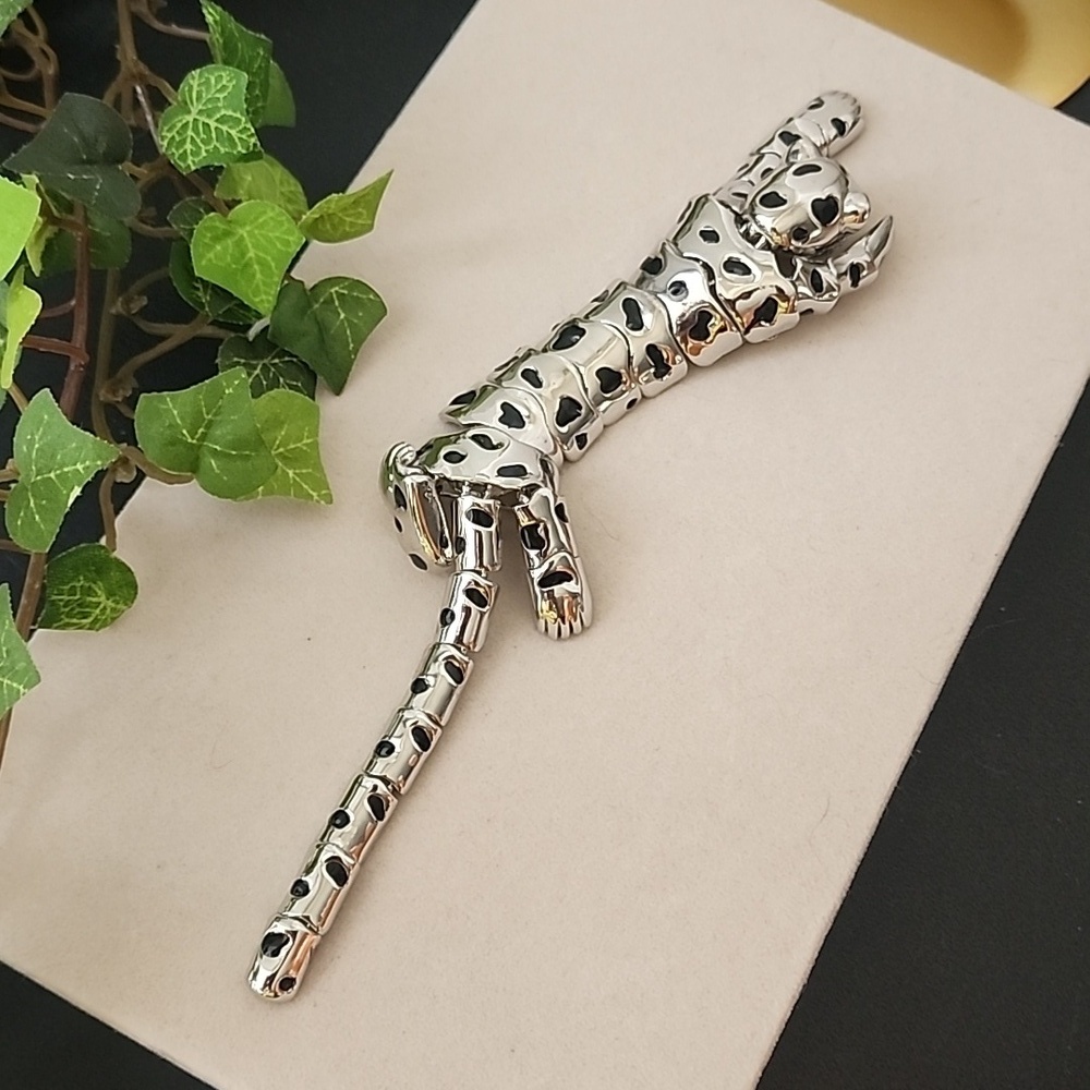 Vintage 80s Statement Silver Articulated Leopard Brooch Pin